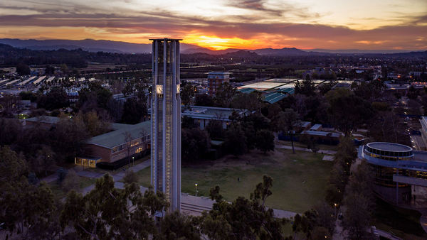 UCR Bell Tower at sunsent